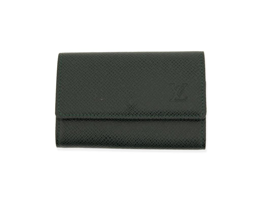 A LOUIS VUITTON GREEN TAIGA LEATHER