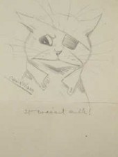 A Louis Wain sketch of a cat t