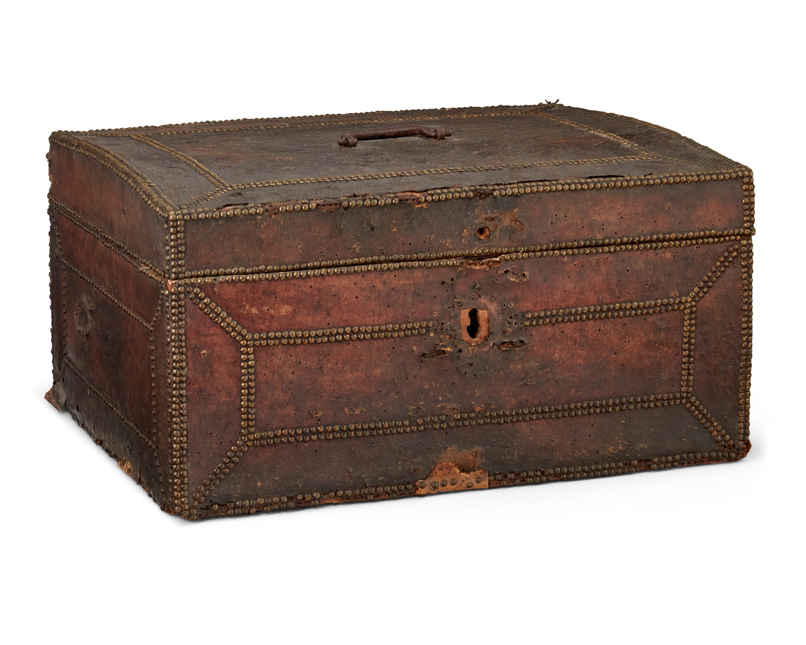 A LOUIS XIII-STYLE LEATHER-CLAD