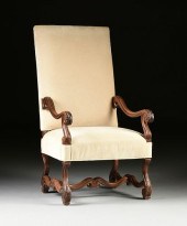 A LOUIS XIV STYLE VELVET UPHOL