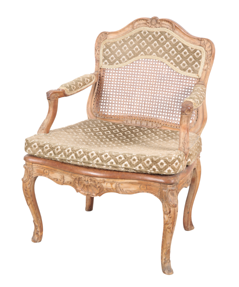A LOUIS XV BEECH WOOD FAUTEUIL 18th