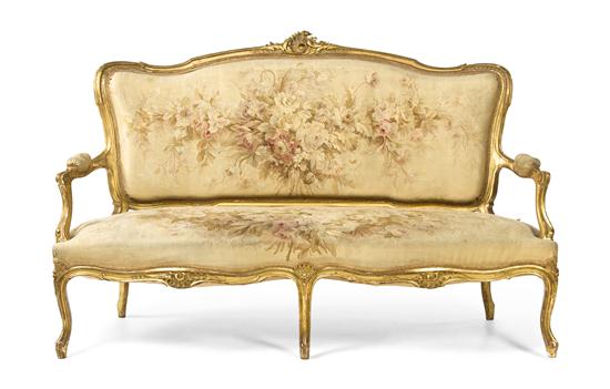 A Louis XV Giltwood Canape having a