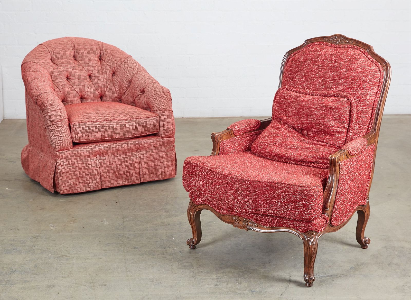 A LOUIS XV STYLE BERGERE WITH A