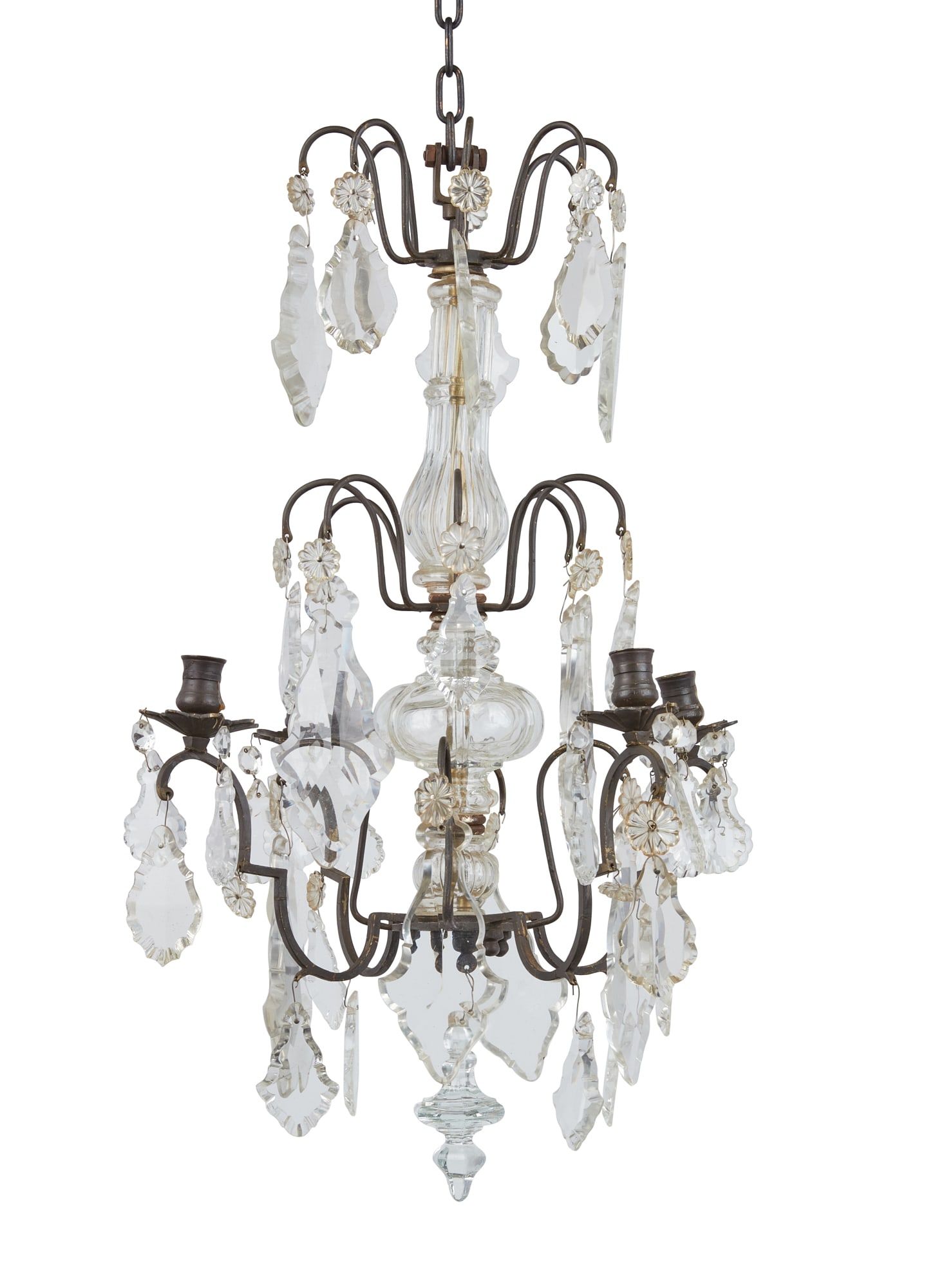 A LOUIS XV STYLE BRONZE AND GLASS
