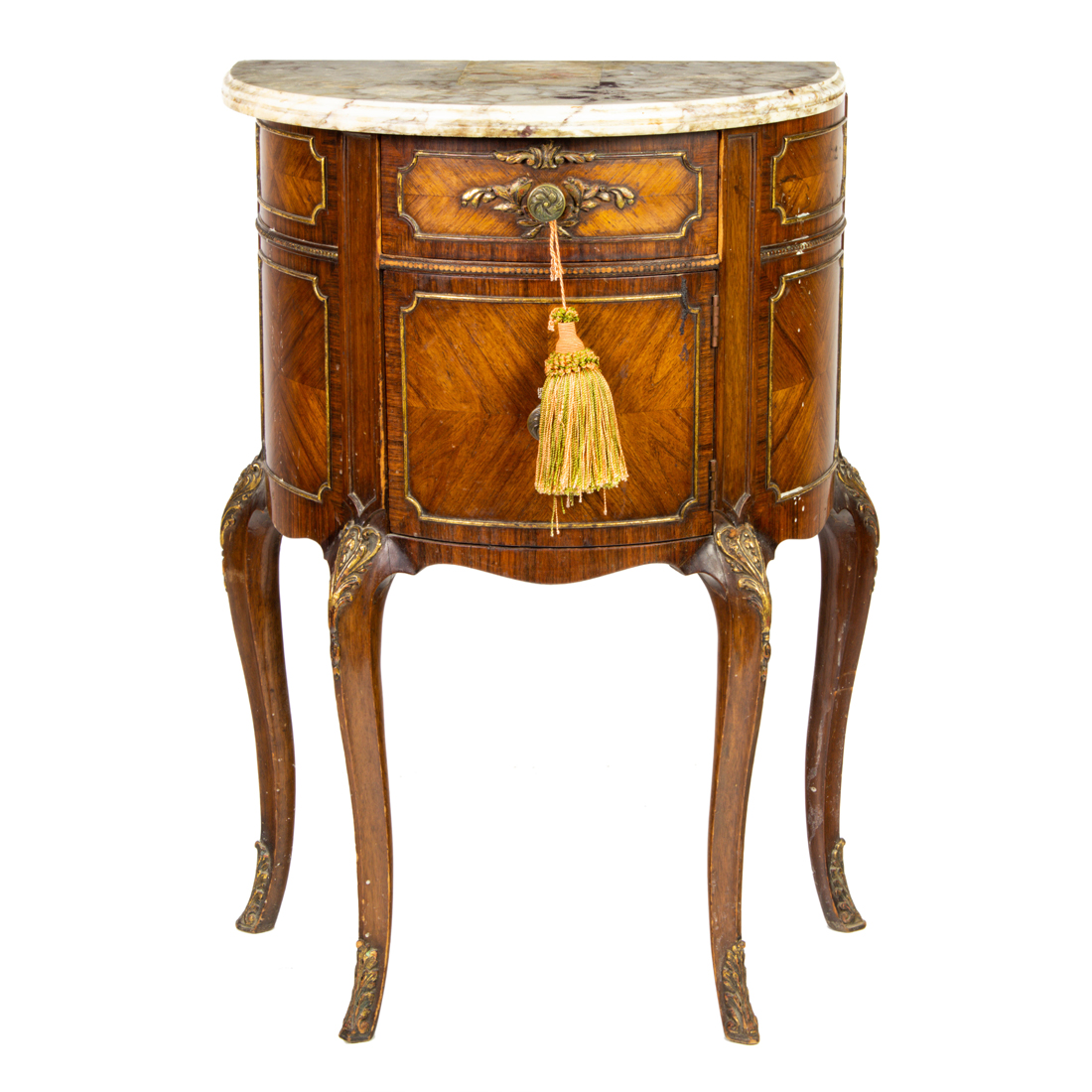 A LOUIS XV STYLE DEMILUNE CHEST A