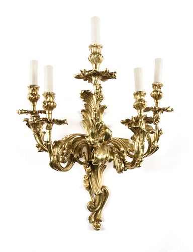 A LOUIS XV STYLE GILT BRONZE FIVE