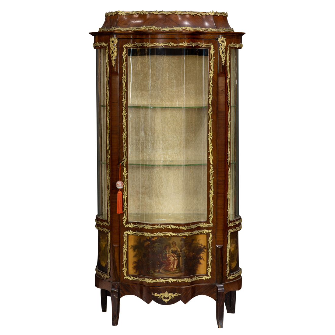 A LOUIS XV STYLE GILT BRONZE VERNIS