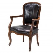A LOUIS XV STYLE LEATHER UPHOL