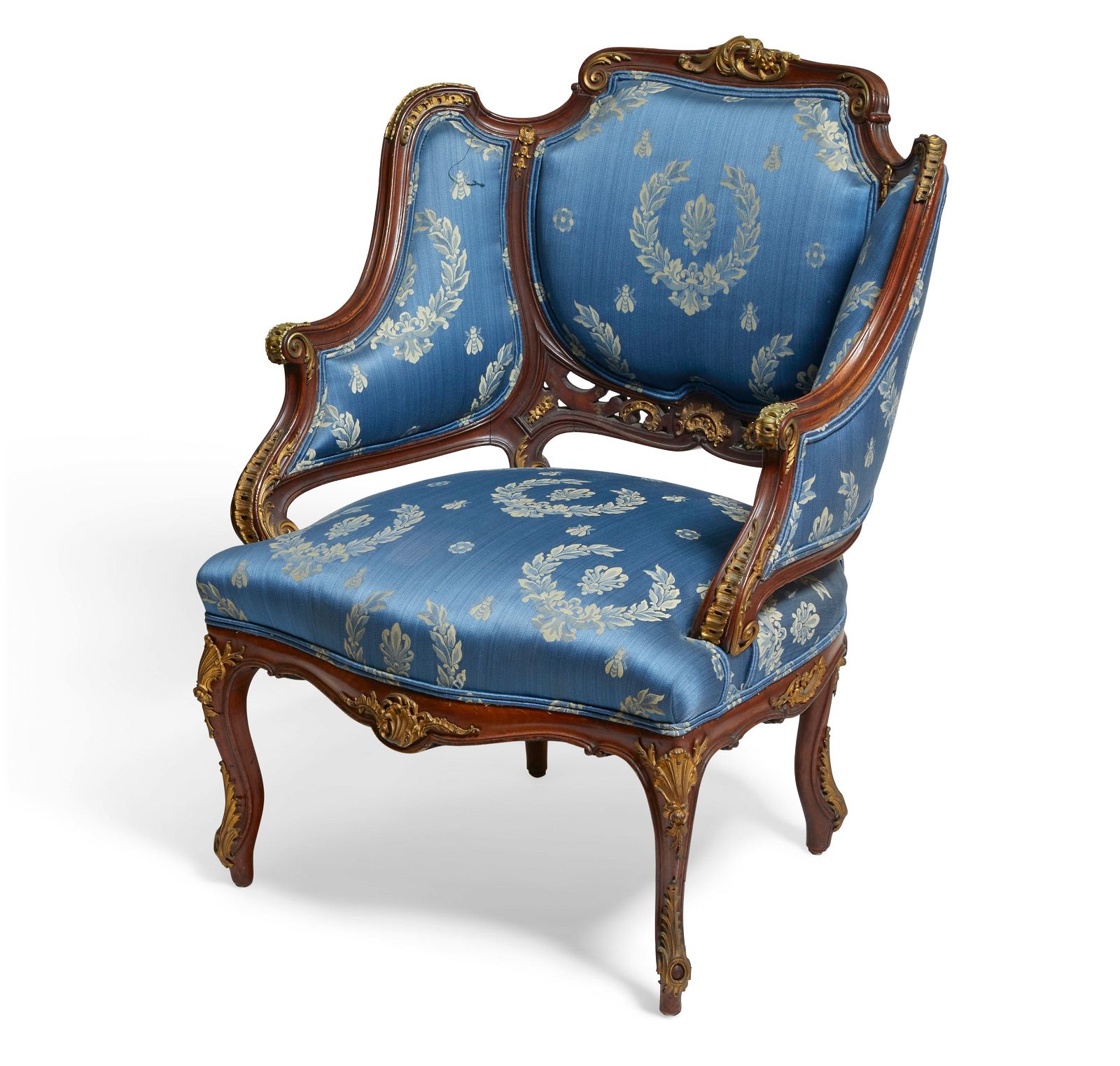 A LOUIS XV STYLE MAHOGANY ARMCHAIRA