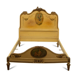 A Louis XV Style Painted Double Bed