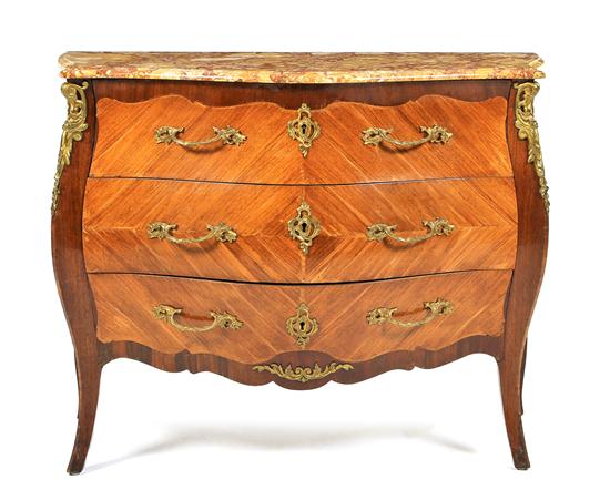A Louis XV Style Parquetry and Gilt