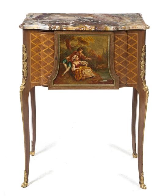 A Louis XV Style Parquetry and Gilt