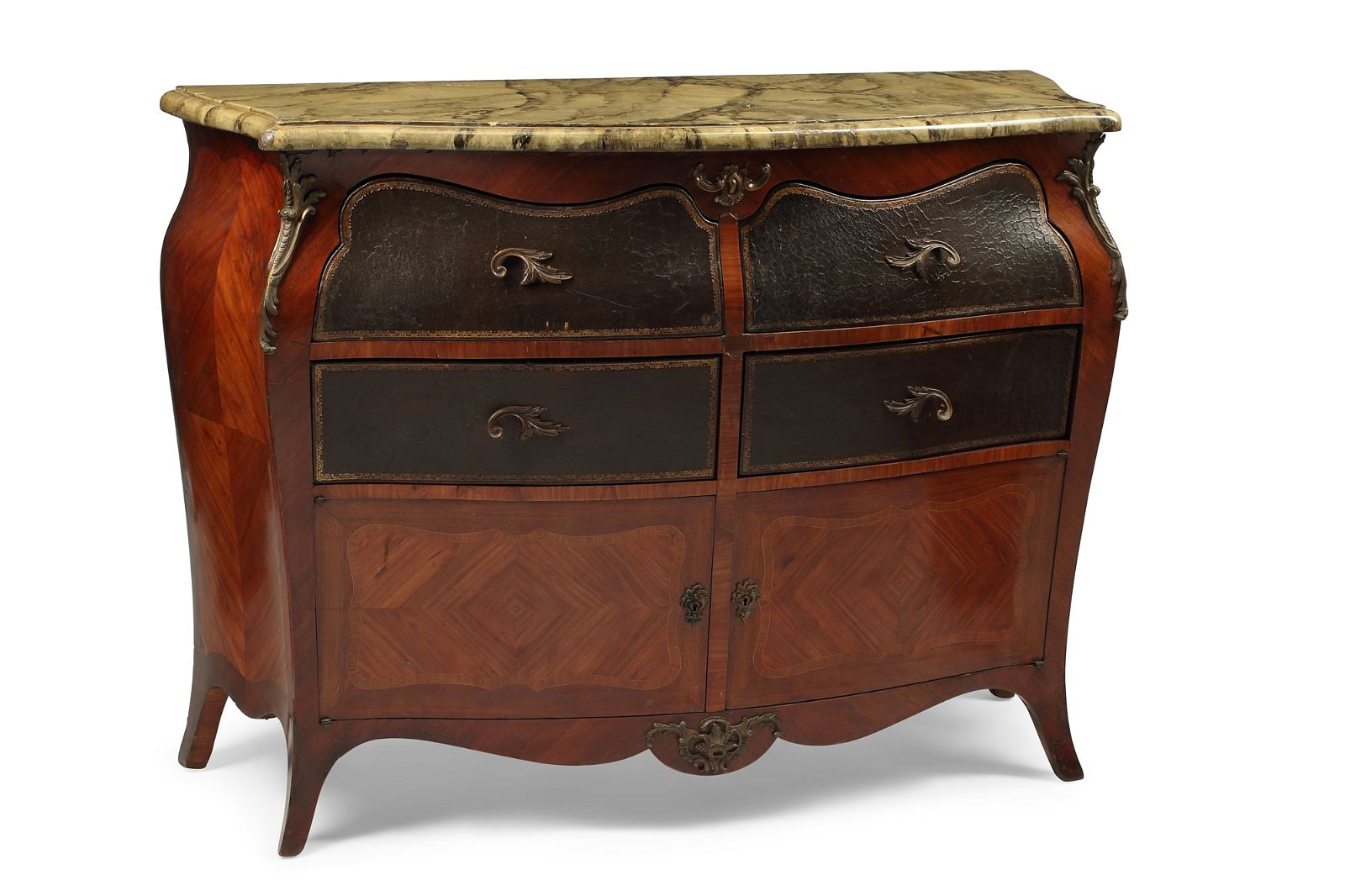 A LOUIS XV STYLE WALNUT COMMODEA