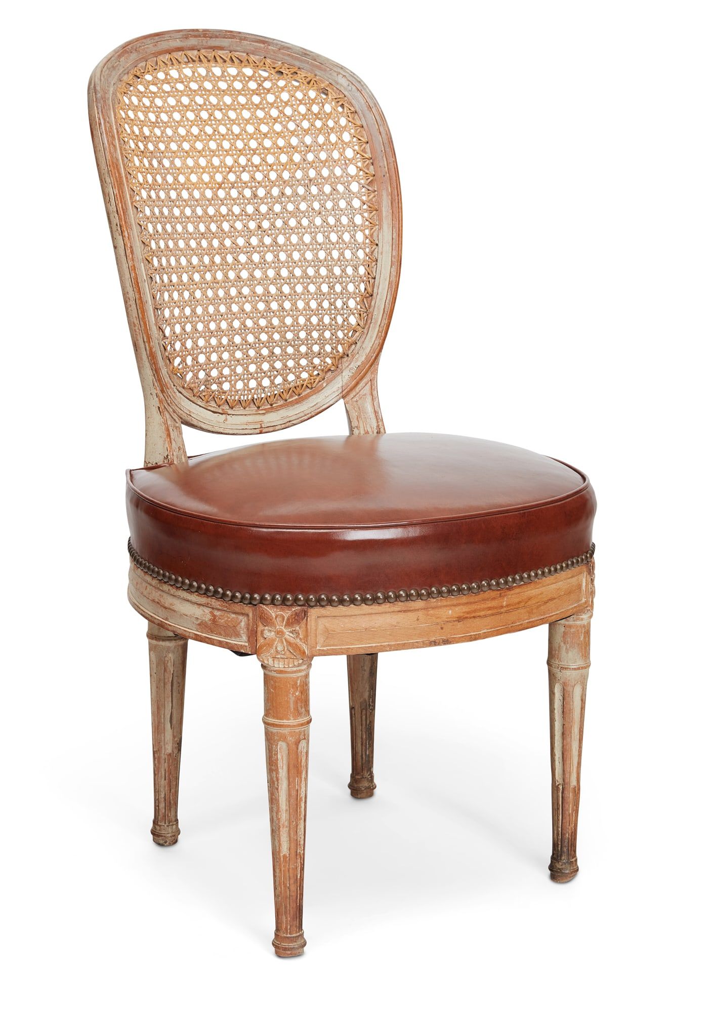 A LOUIS XVI GREY PAINTED CHAISEA