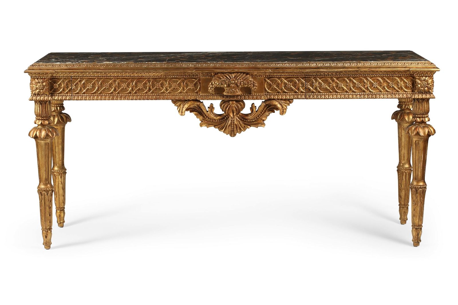 A LOUIS XVI STYLE CARVED GILTWOOD