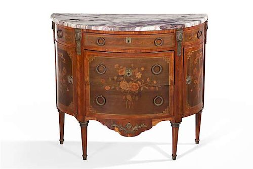 A LOUIS XVI STYLE DEMILUNE COMMODEA