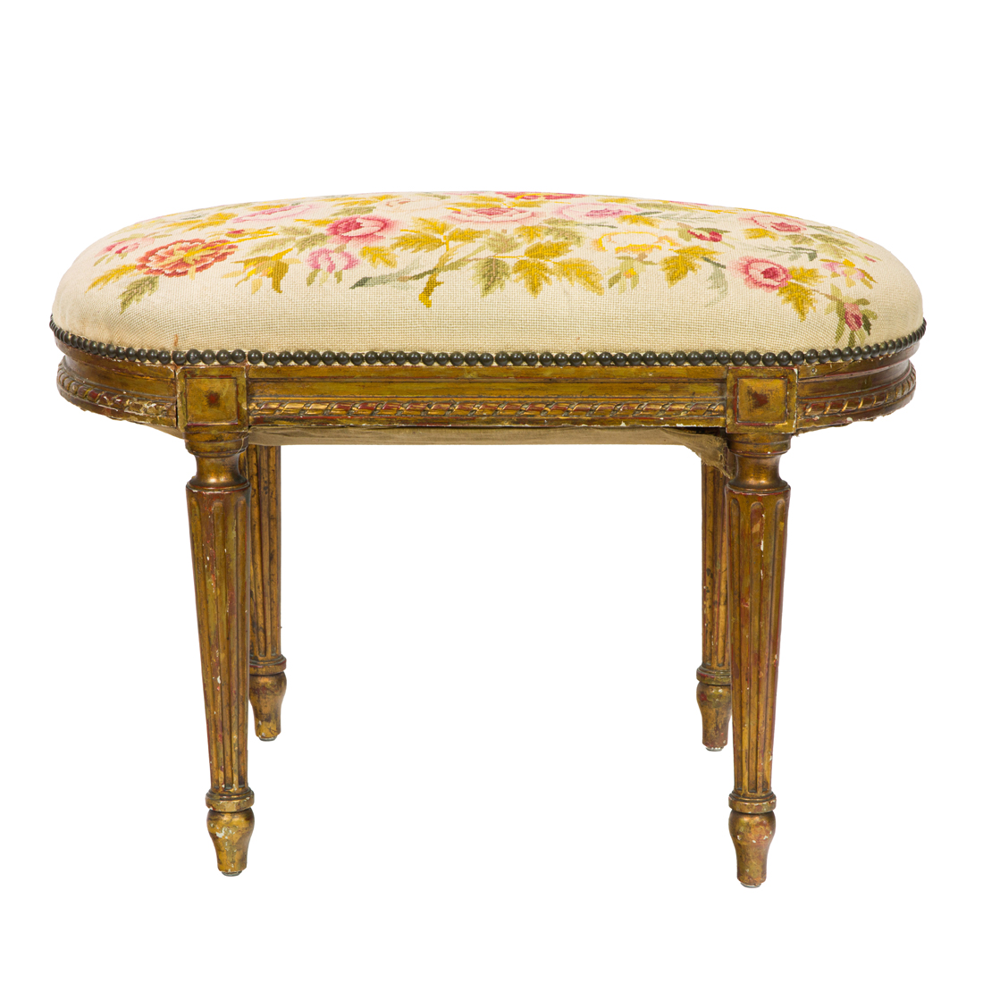 A LOUIS XVI STYLE GILTWOOD TABOURET