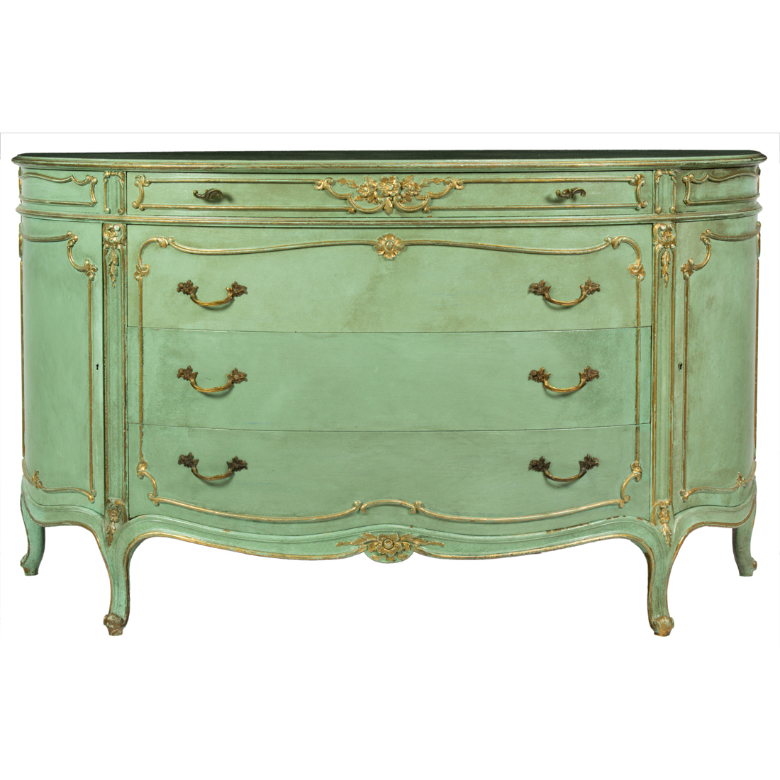 A LOUIS XVI STYLE GREEN PAINTED