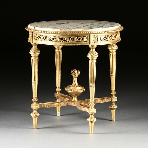 A LOUIS XVI STYLE MARBLE TOPPED AND