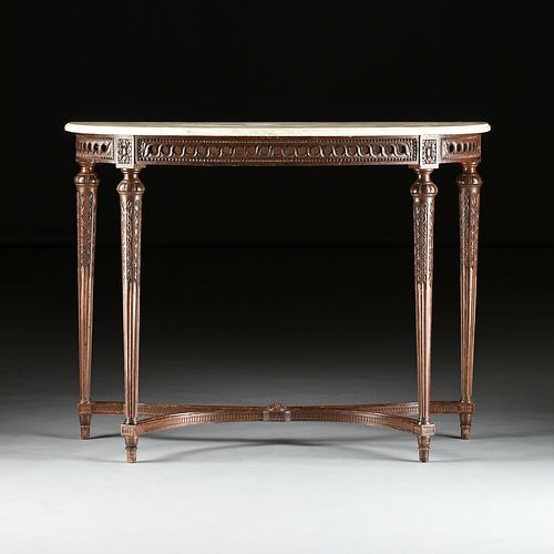 A LOUIS XVI STYLE MARBLE TOPPED AND