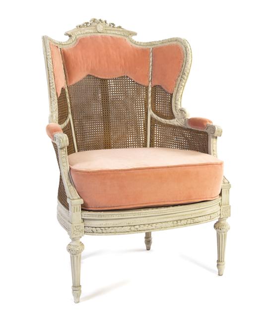 A Louis XVI Style Painted Bergere