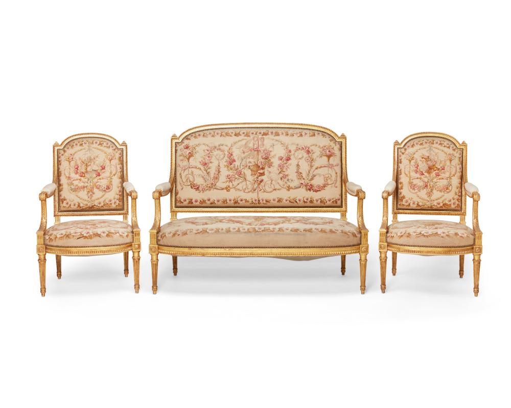 A LOUIS XVI-STYLE THREE PIECE SALON