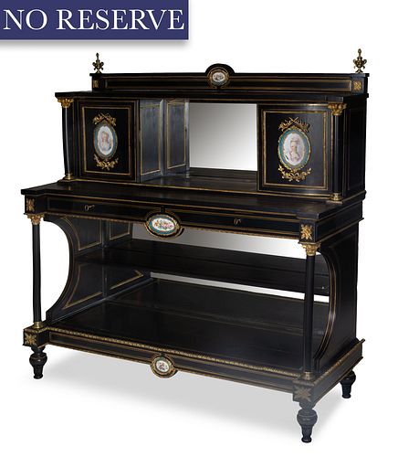 A LOUIS XVI-STYLE WOOD CARVED BLACK