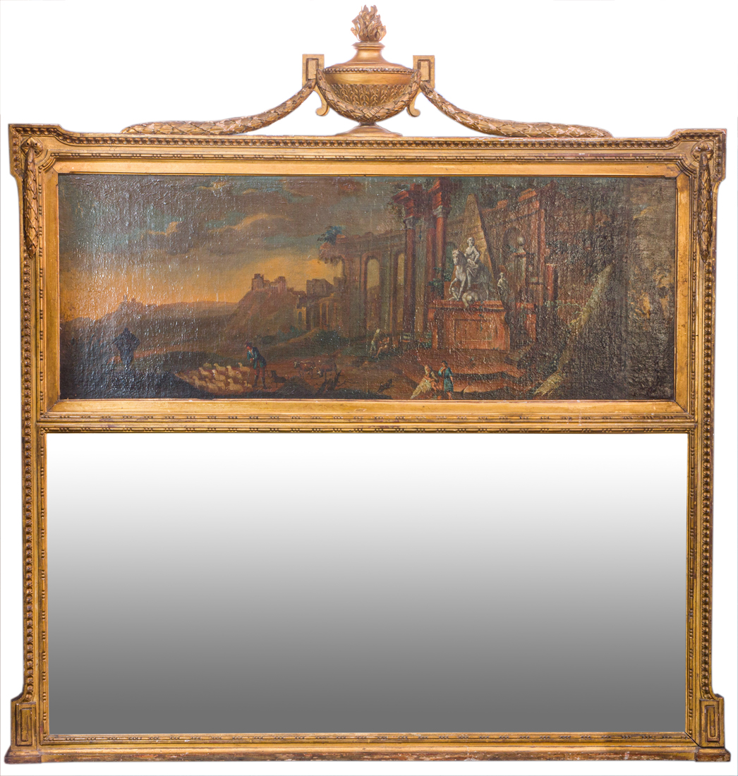 A LOUIX XV STYLE TRUMEAU MIRROR A