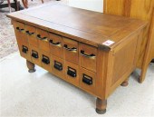 A LOW OAK CARD FILE CHEST Amer