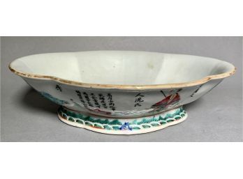 A lozenge shaped dish with shaped
