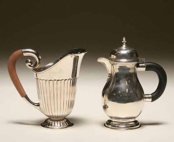 A Lunt sterling coffee pot and an