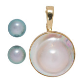 A MABE CULTURED PEARL AND 14K
