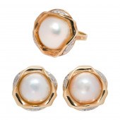 A MABE CULTURED PEARL, DIAMOND