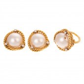 A MABE PEARL RING & EARRINGS I