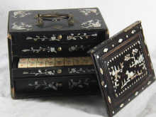 A mahjong set the ivory on bamboo
