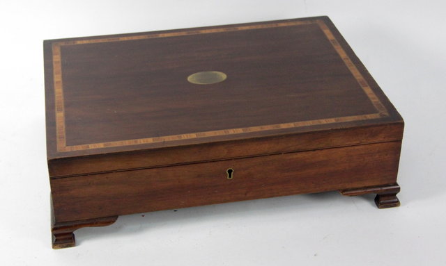 A mahogany and satinwood banded
