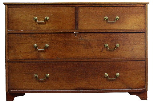 A mahogany chest of two short