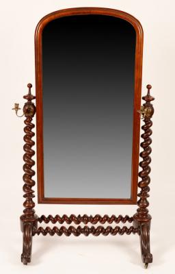 A mahogany cheval mirror, 19th