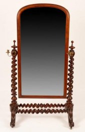 A mahogany cheval mirror, 19th