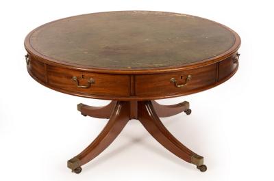 A mahogany circular drum library