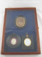 A mahogany display case contai