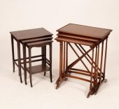A mahogany nest of three table