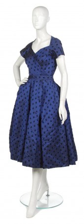 A Mainbocher Blue Silk Dress f