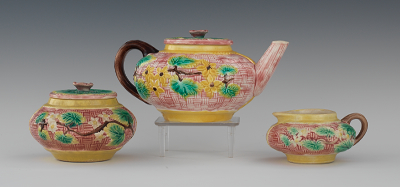A Majolica 3-Piece Tea Set