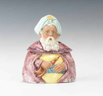 A Majolica Arab Man Figural Tobacco
