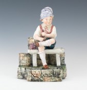 A Majolica Country Boy Cigaret