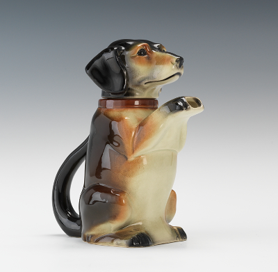 A Majolica Dog Form Teapot by