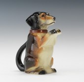 A Majolica Dog Form Teapot by