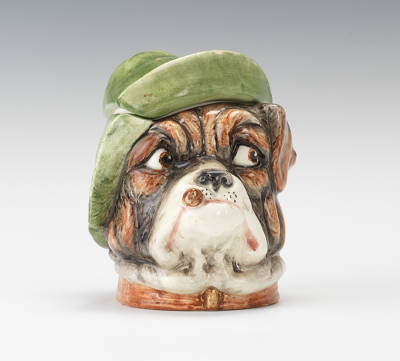 A Majolica Dog Head Humidor