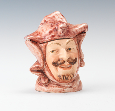 A Majolica Jester Head Humidor